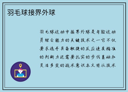羽毛球接界外球
